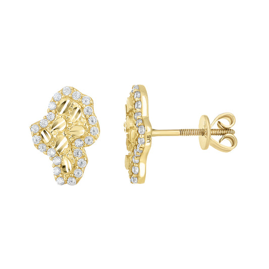 10K Gold Cz Nugget Earrings