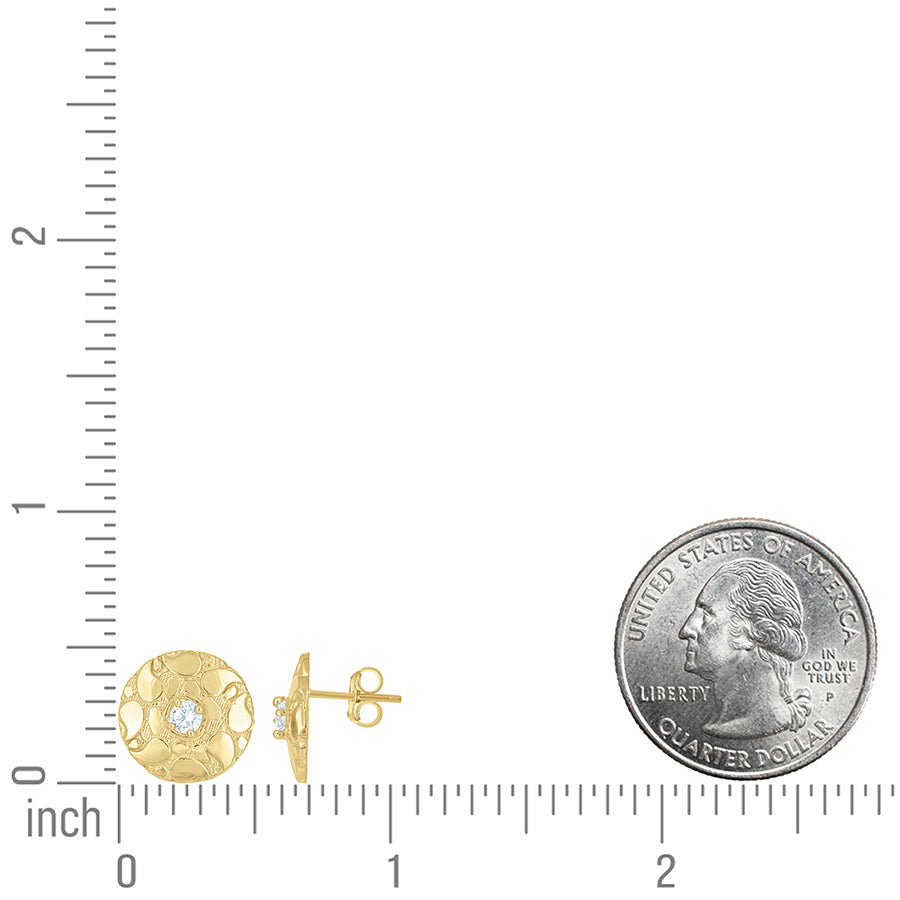 10Kt Gold Cz Nugget Earring