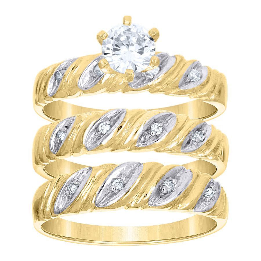 10Kt Gold Cz Trio Ring