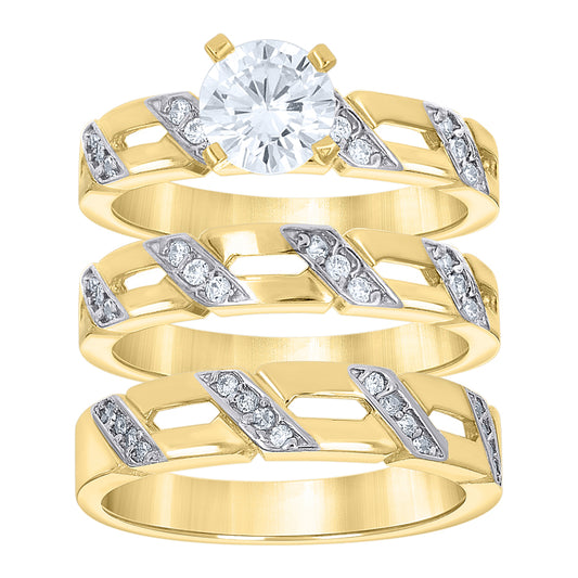 10Kt Gold Cz Trio Ring