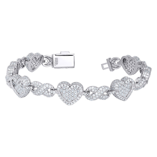 925 Sterling Silver Cz Bracelet 7.5"
