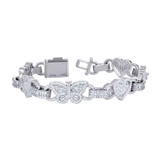 925 Sterling Silver Cz Bracelet 7.5"