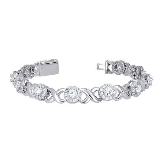 925 Sterling Silver Cz Bracelet 7"