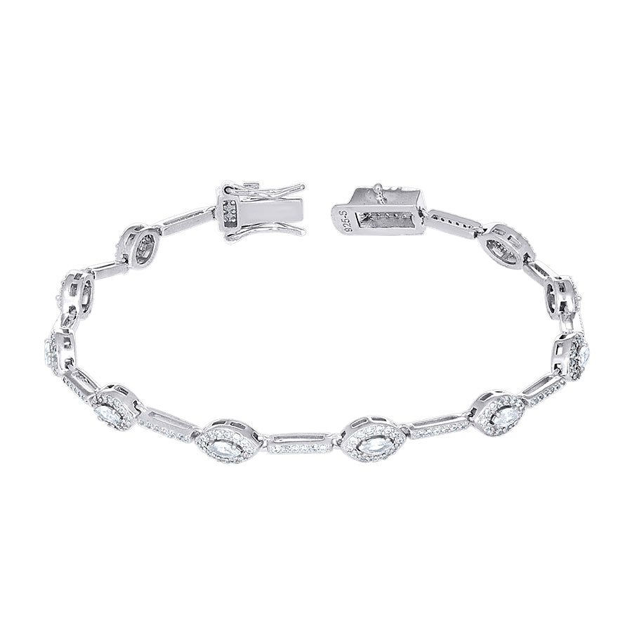 925 Sterling Silver Cz Bracelet 7.25"
