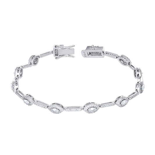 925 Sterling Silver Cz Bracelet 7.25"