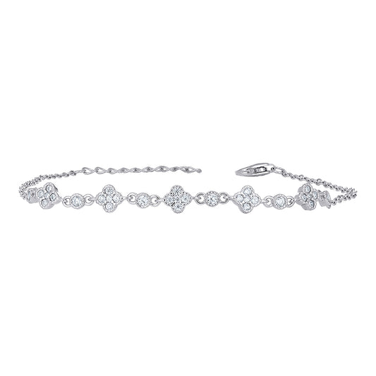 925 Sterling Silver Cz Bracelet 8"(7"+1")
