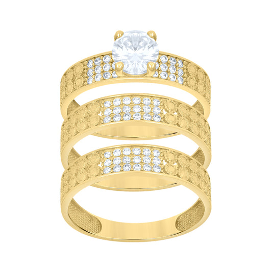 10Kt Gold Trio Cz Ring