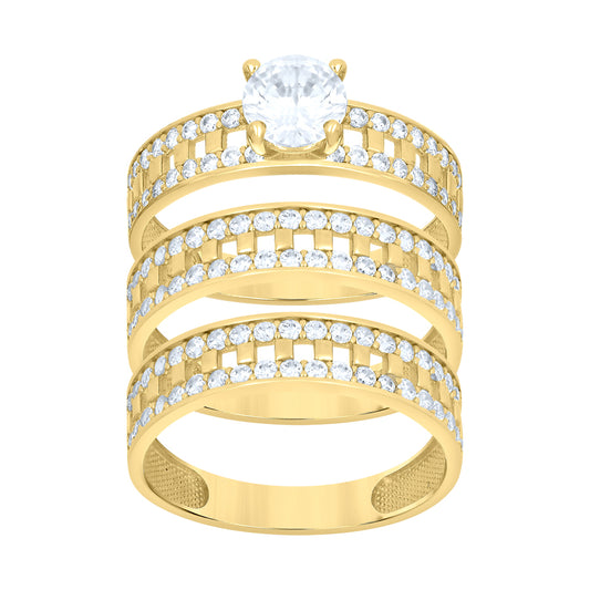10Kt Gold Trio Cz Ring