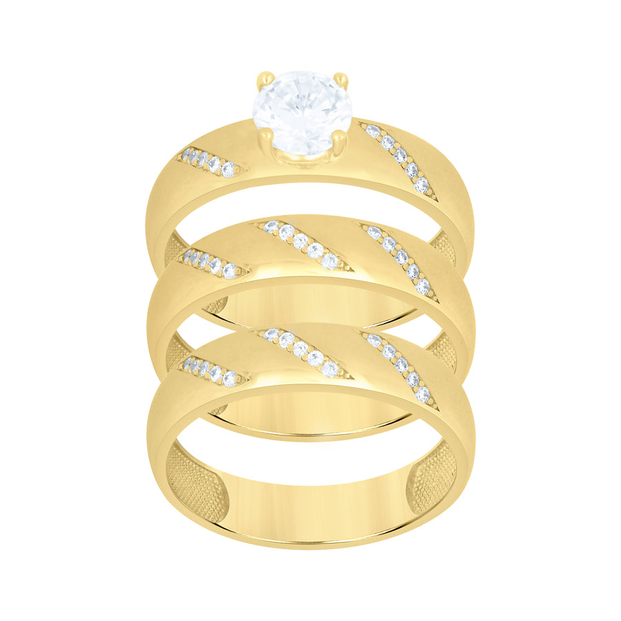 10Kt Gold Trio Cz Ring