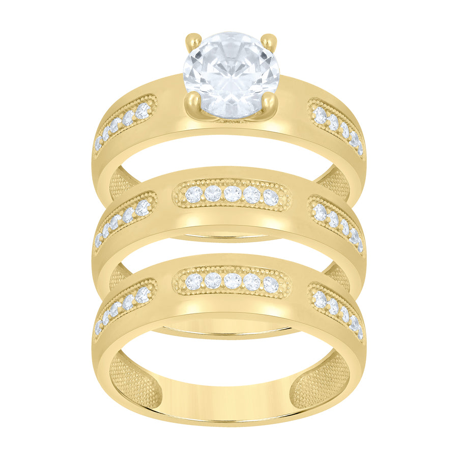 10Kt Gold Trio Cz Ring