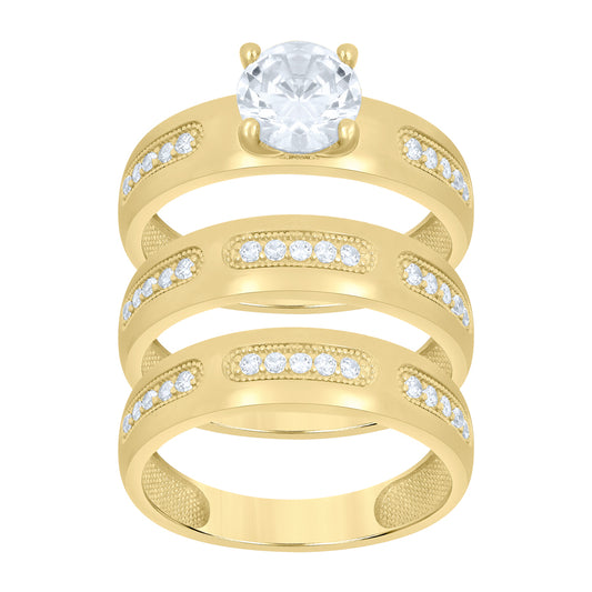 10Kt Gold Trio Cz Ring