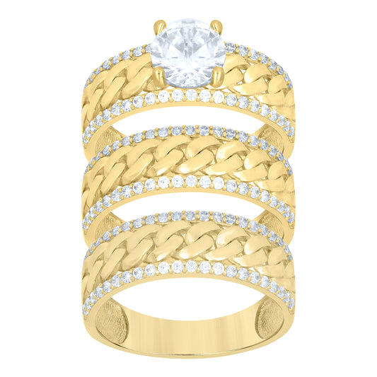 10Kt Gold Trio Cz Ring