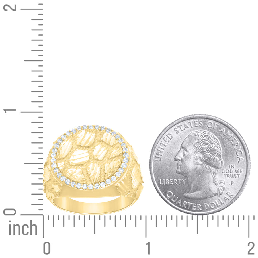 10Kt Gold Cz Nugget Ring
