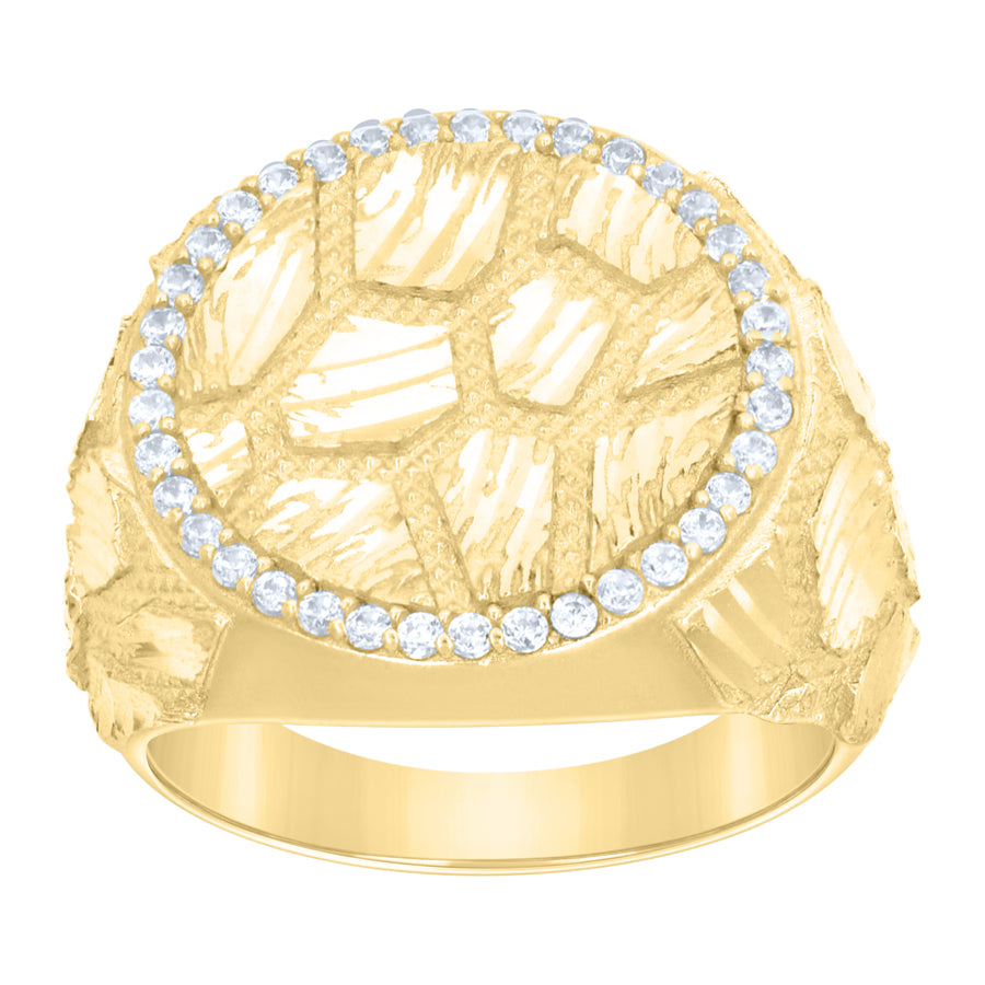 10Kt Gold Cz Nugget Ring