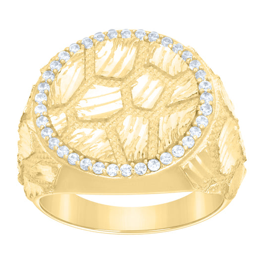10Kt Gold Cz Nugget Ring