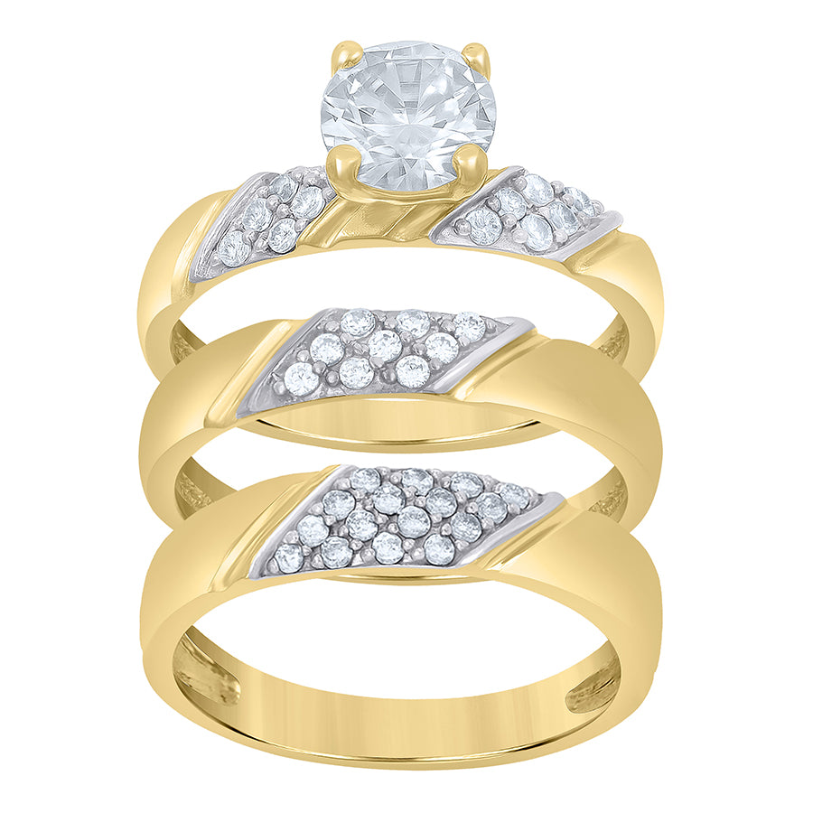 10Kt Gold Cz Trio Ring