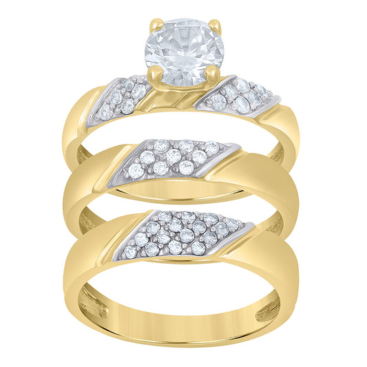 10Kt Gold Cz Trio Ring