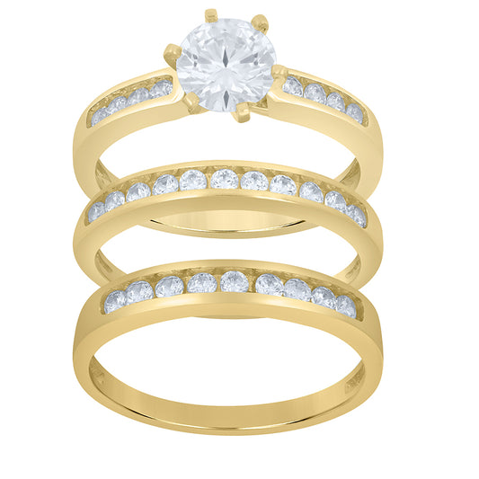 10Kt Gold Cz Trio Ring