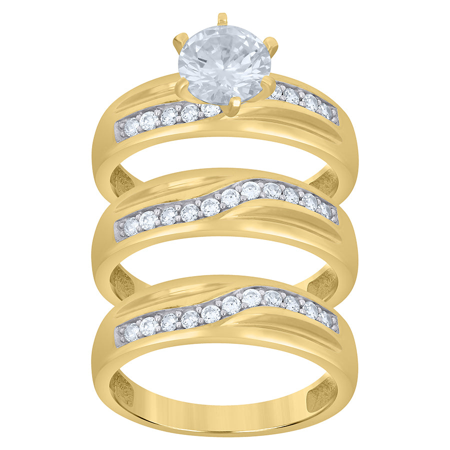 10Kt Gold Cz Trio Ring