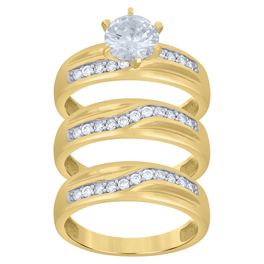10Kt Gold Cz Trio Ring
