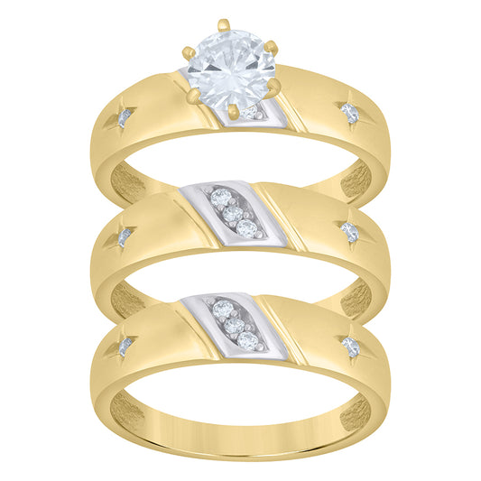 10Kt Gold Cz Trio Ring