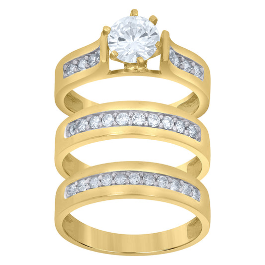 10Kt Gold Cz Trio Ring
