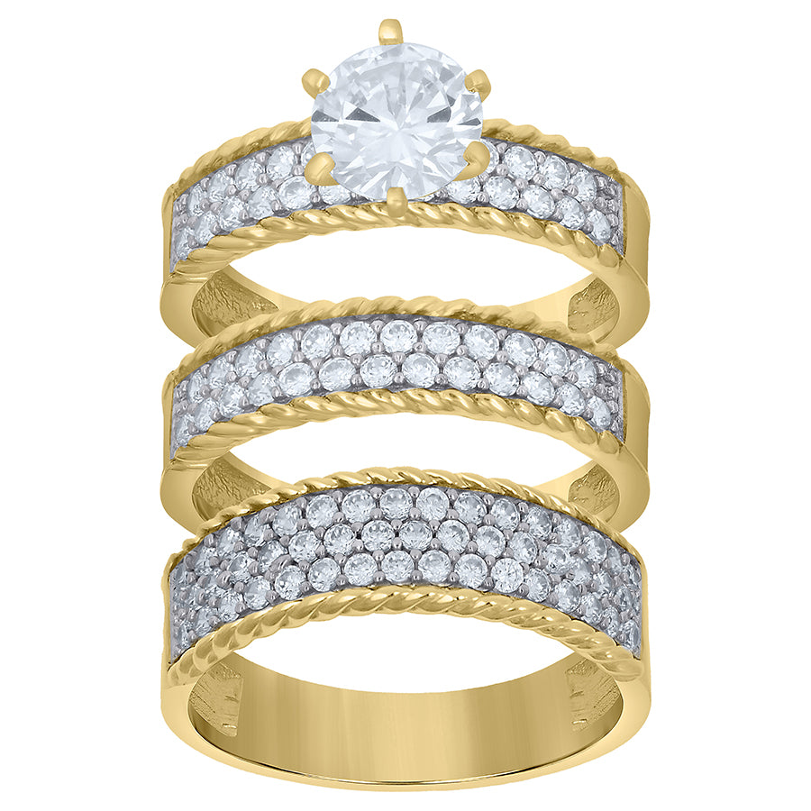 10Kt Gold Cz Trio Ring