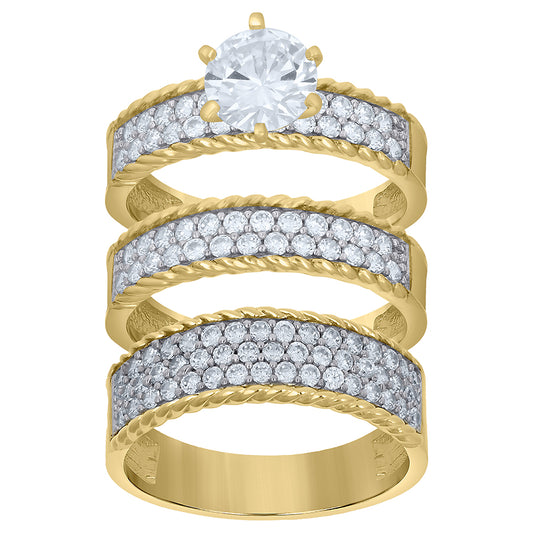 10Kt Gold Cz Trio Ring