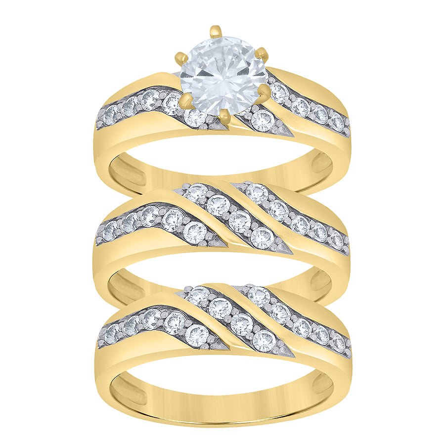 10Kt Gold Cz Trio Ring