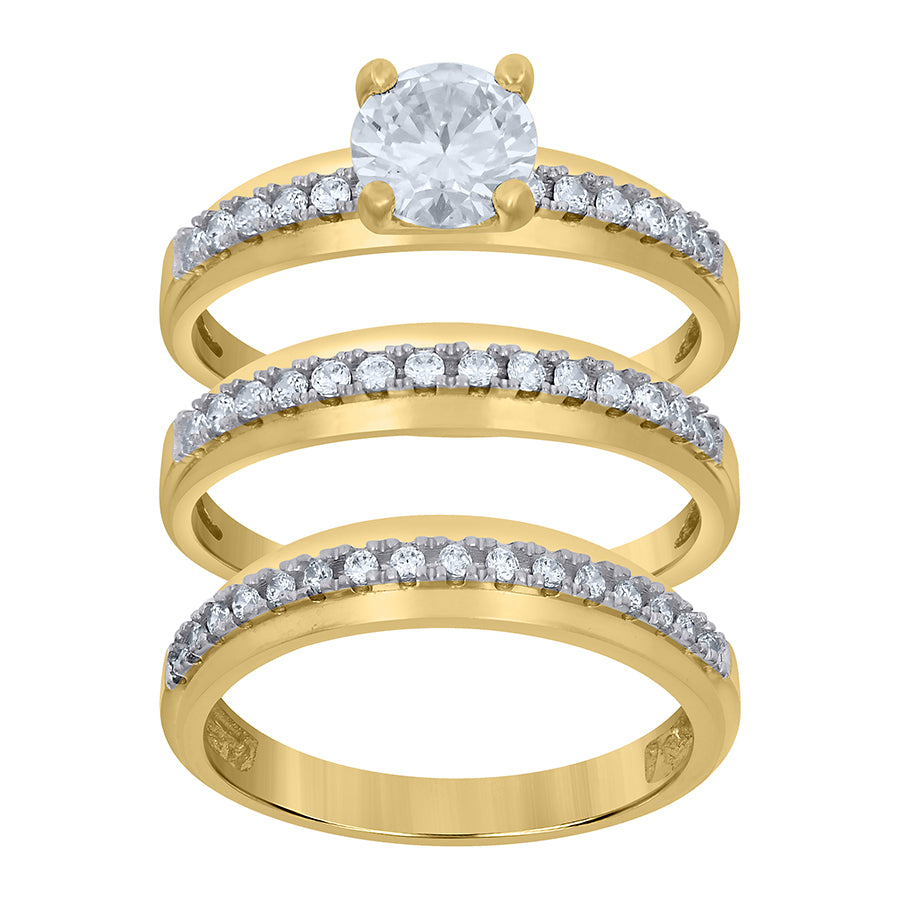 10Kt Gold Cz Trio Ring