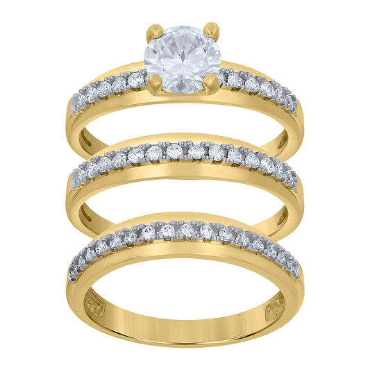 10Kt Gold Cz Trio Ring