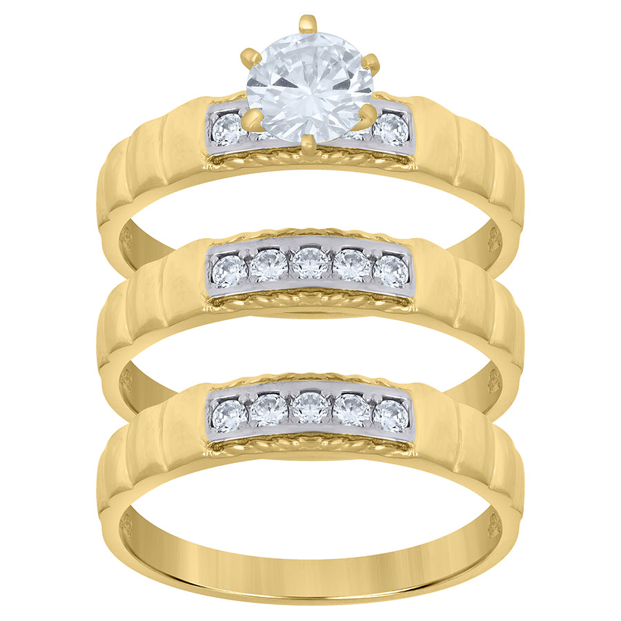 10Kt Gold Cz Trio Ring