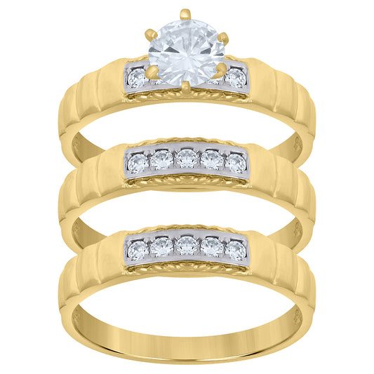 10Kt Gold Cz Trio Ring