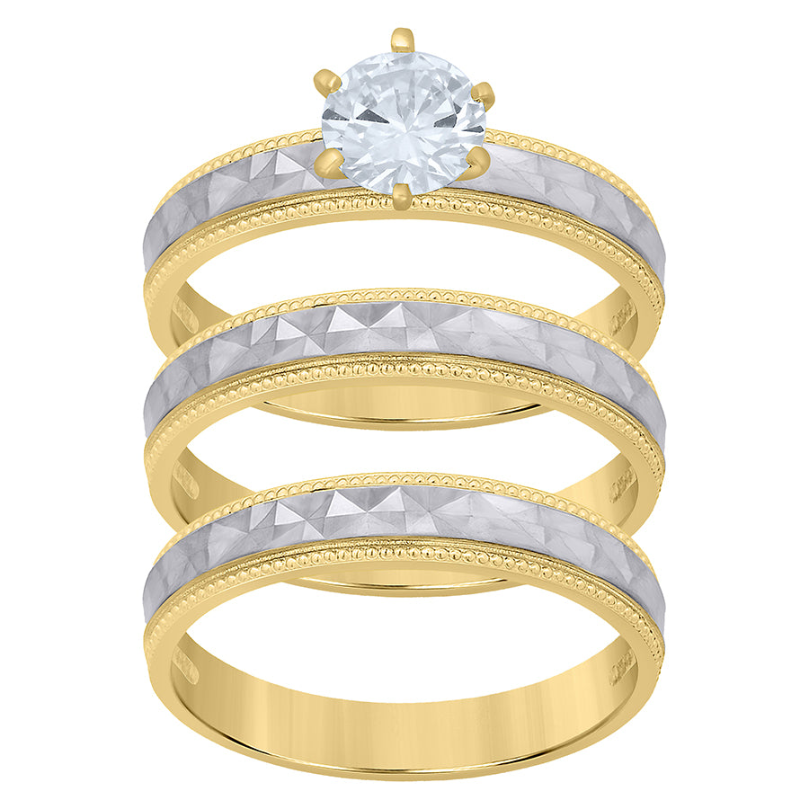 10Kt Gold Cz Trio Ring