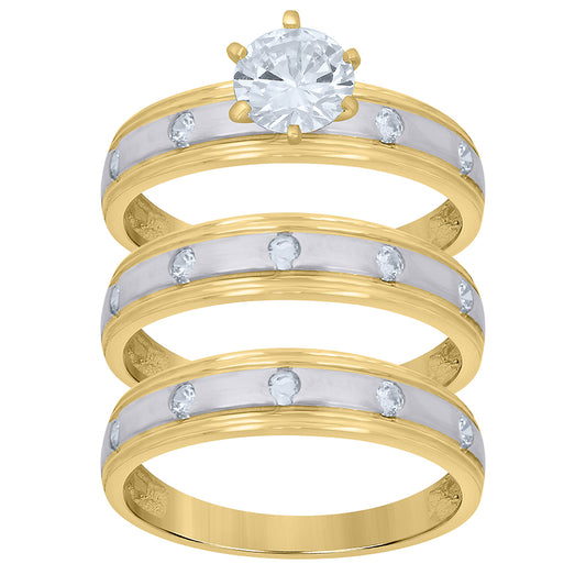 10Kt Gold Cz Trio Ring
