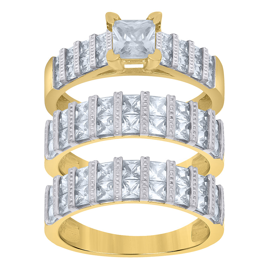 10Kt Gold Cz Trio Ring