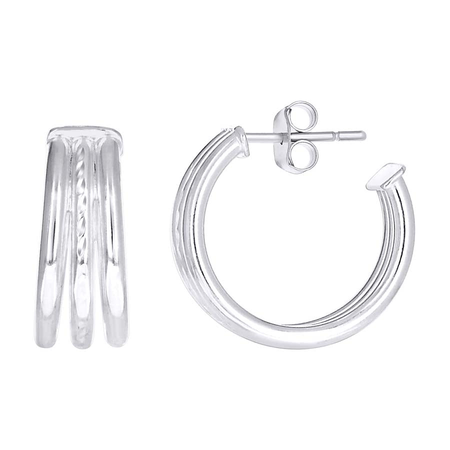 925 Sterling Silver Dc Fancy Hoop Earrings 8-15 Si