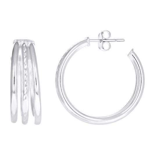 925 Sterling Silver Dc Fancy Hoop Earrings 8-20 Si