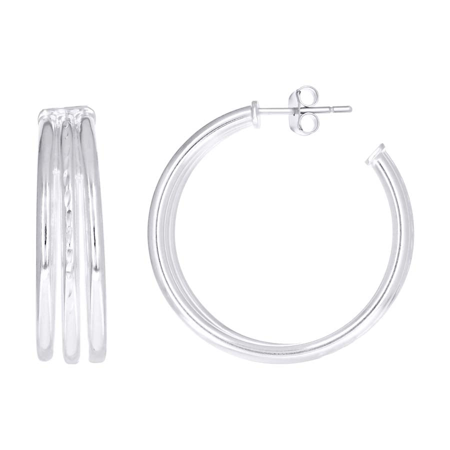 925 Sterling Silver Dc Fancy Hoop Earrings 8-25 Si