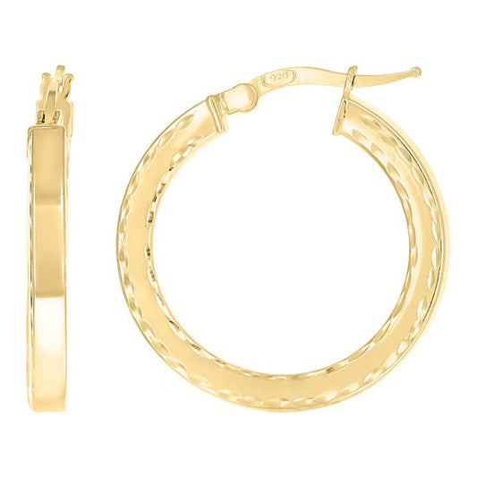 925 Sterling Silver Fancy Dc Earrings Hoop Yellow