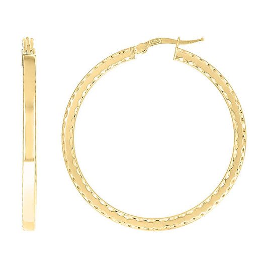 925 Sterling Silver Fancy Dc Earrings Hoop Yellow