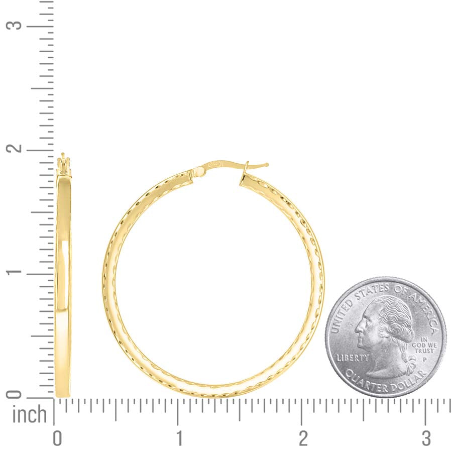 925 Sterling Silver Fancy Dc Earrings Hoop Yellow