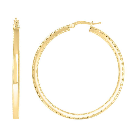925 Sterling Silver Fancy Dc Earrings Hoop Yellow