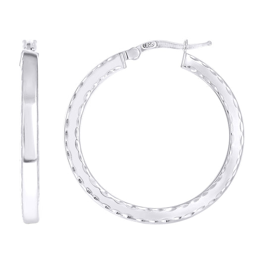 925 Sterling Silver Fancy Dc Earrings Hoop Silver
