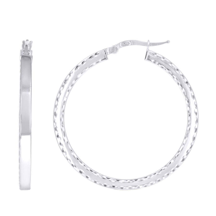 925 Sterling Silver Fancy Dc Earrings Hoop Silver