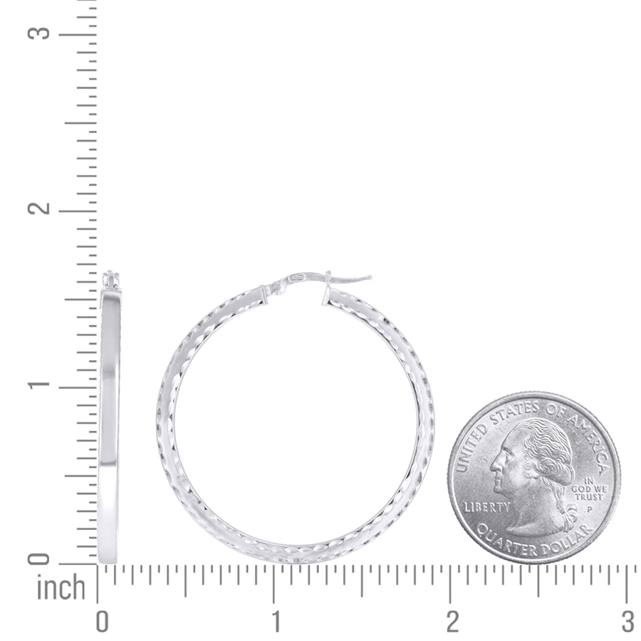 925 Sterling Silver Fancy Dc Earrings Hoop Silver