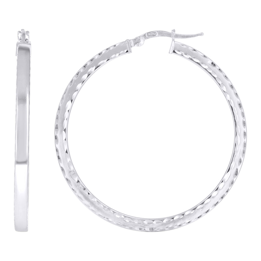 925 Sterling Silver Fancy Dc Earrings Hoop Silver