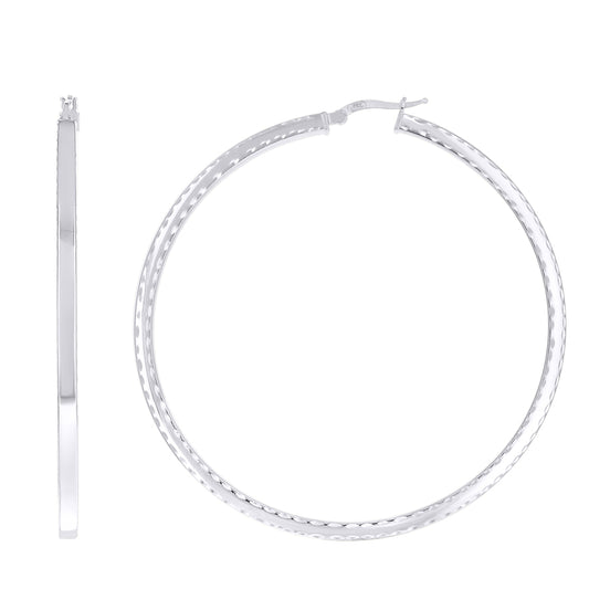 925 Sterling Silver Fancy Dc Earrings Hoop Silver