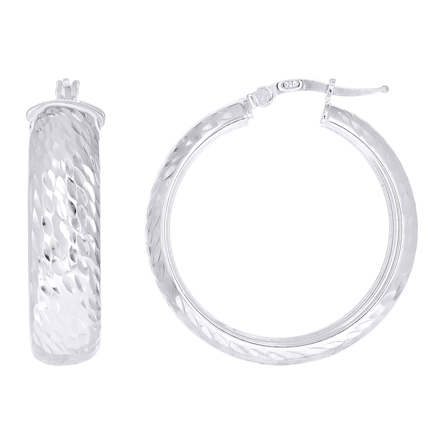 925 Sterling Silver Dc Fancy Hoop Earrings 8-25 Si