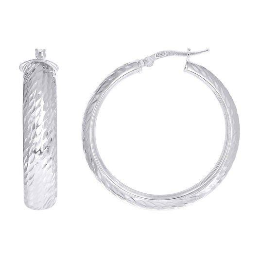 925 Sterling Silver Fancy Dc Earrings Hoop Silver